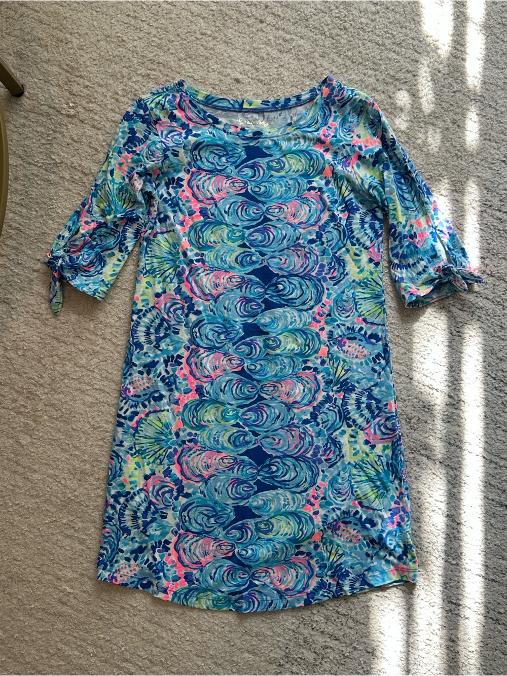 Lilly Pulitzer Multi Blue Floral Tie-Sleeve Mini Dress